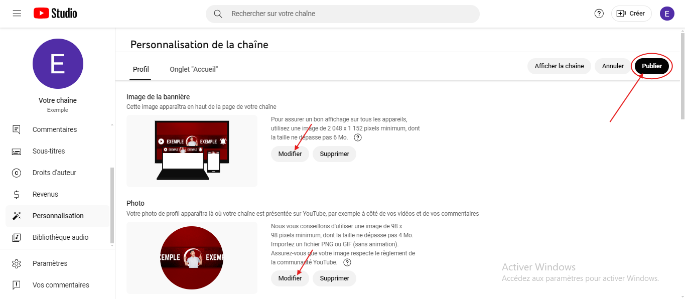 Etape 6 dans la création de compte youtube monétisé en afrique